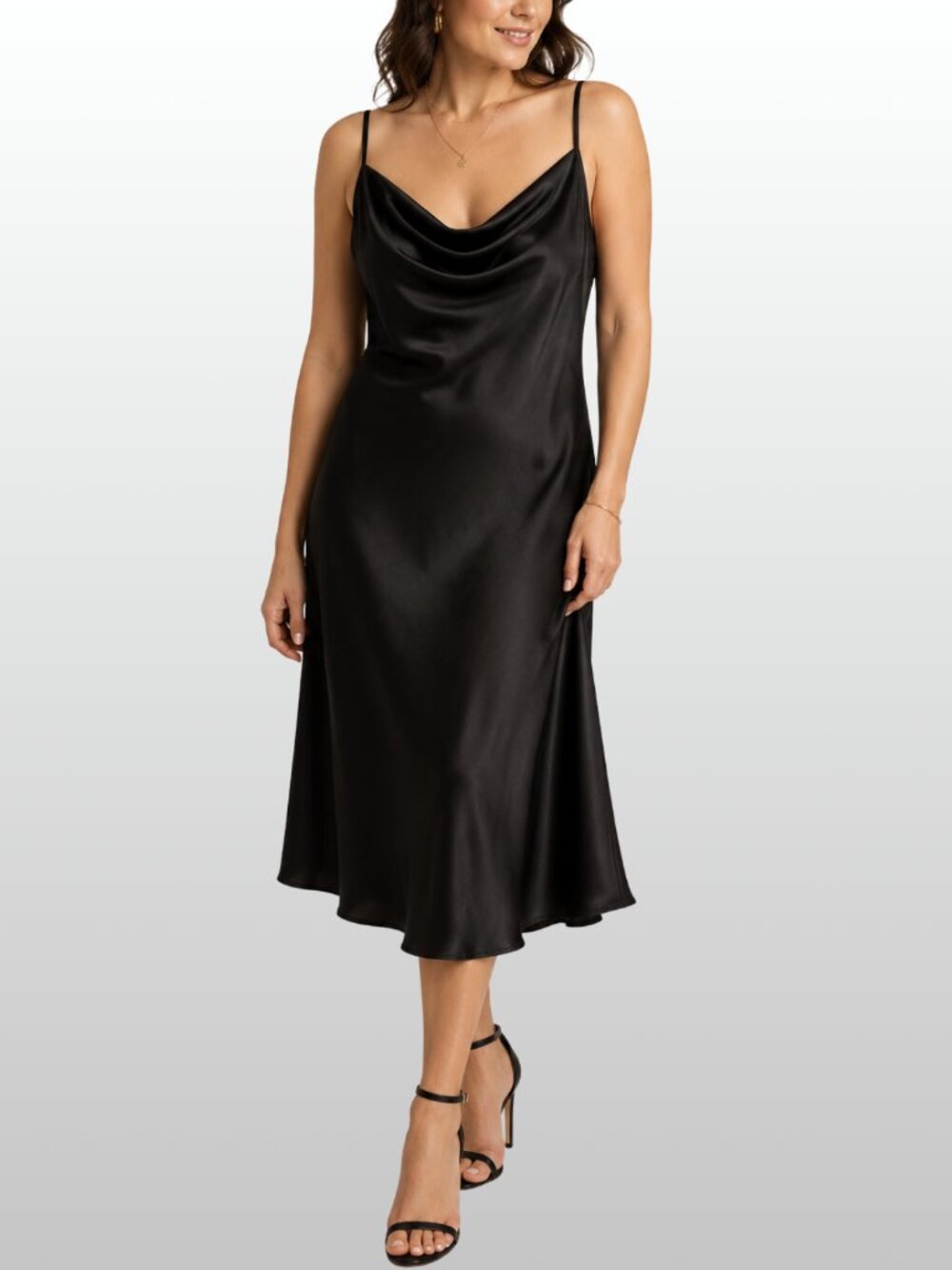 Bebe Black Satin Cowl Neck Bias Cut Long Midi Slip Dress XL Whimsigoth Y2K NWT